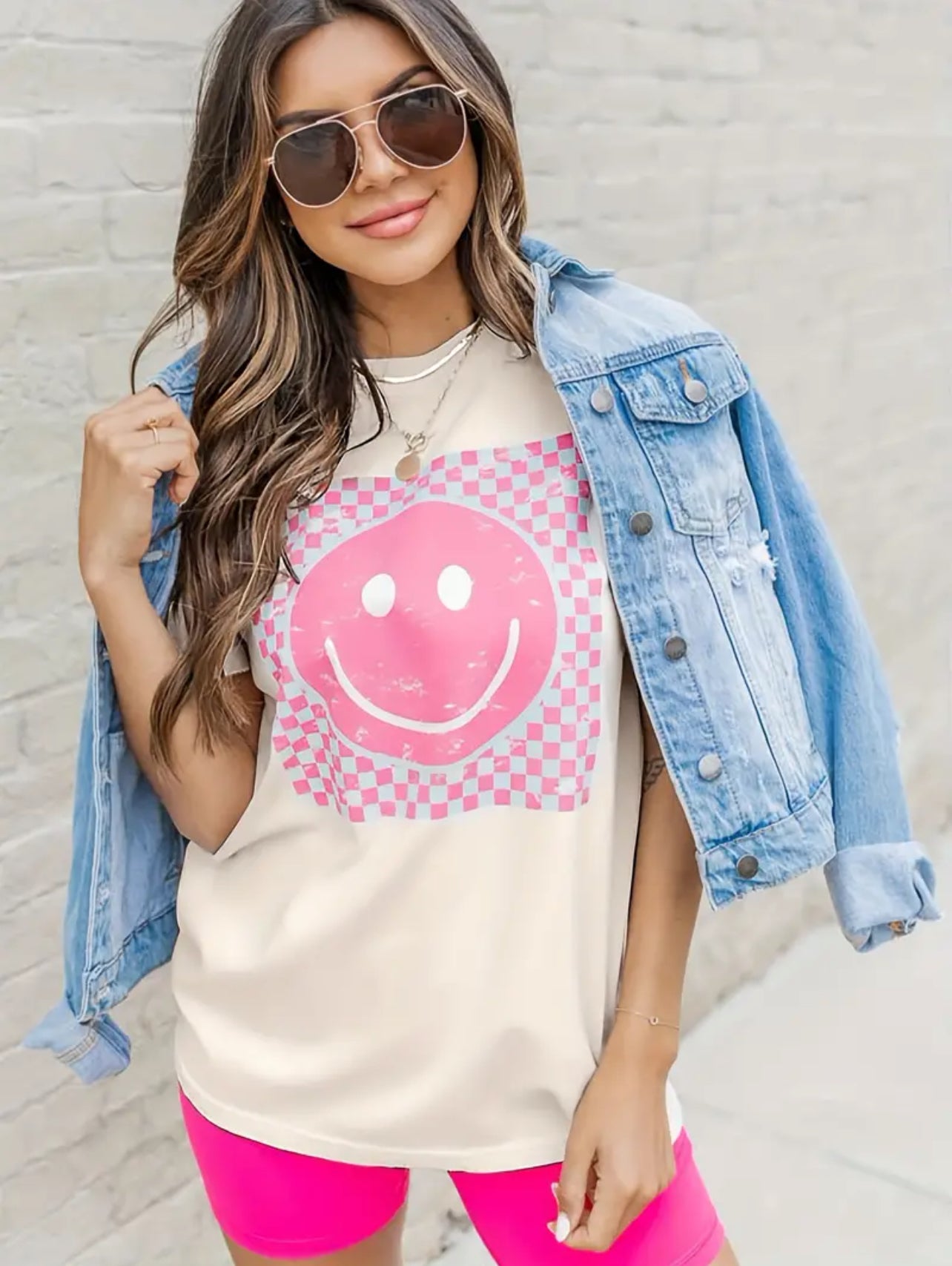 Pink Retro Smiley Tee