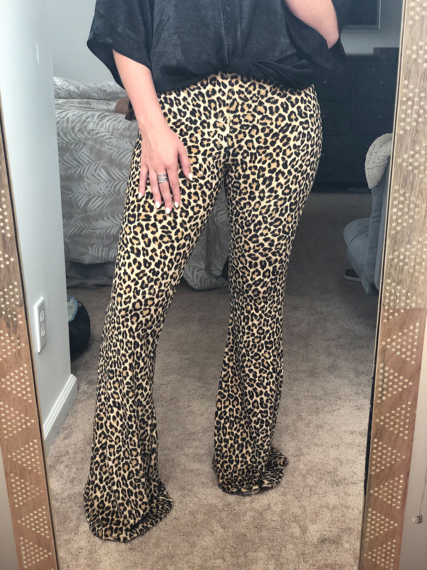 Cheetah Bell Bottom Pants