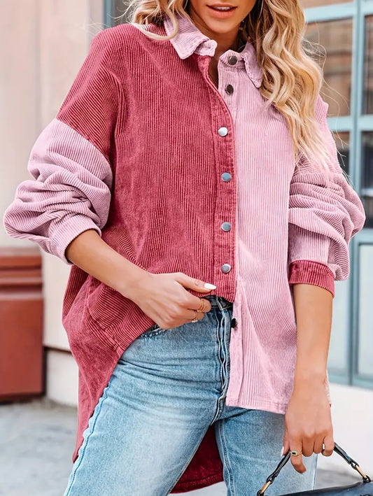 Pink Color Block Shacket